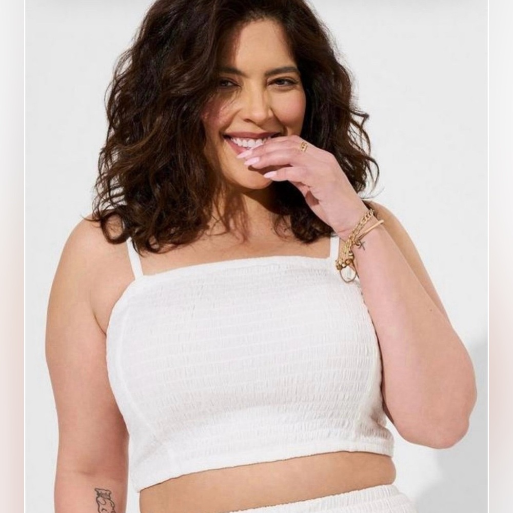 Torrid Gauze Crop Top Size 3X Ivory New